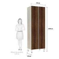 Paneleiro 70Cm Duplo Luci Legno Crema Com Nogueira Dourado - 2