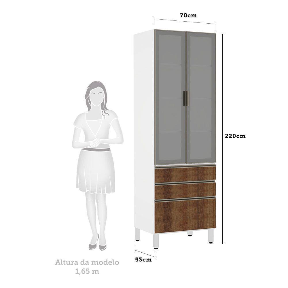 Paneleiro Torre 70Cm Prata Pérola Branco C/ Dourado - 2