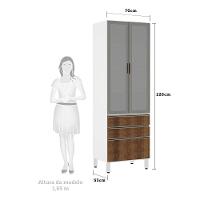 Paneleiro Torre 70Cm Prata Pérola Branco C/ Dourado - 2