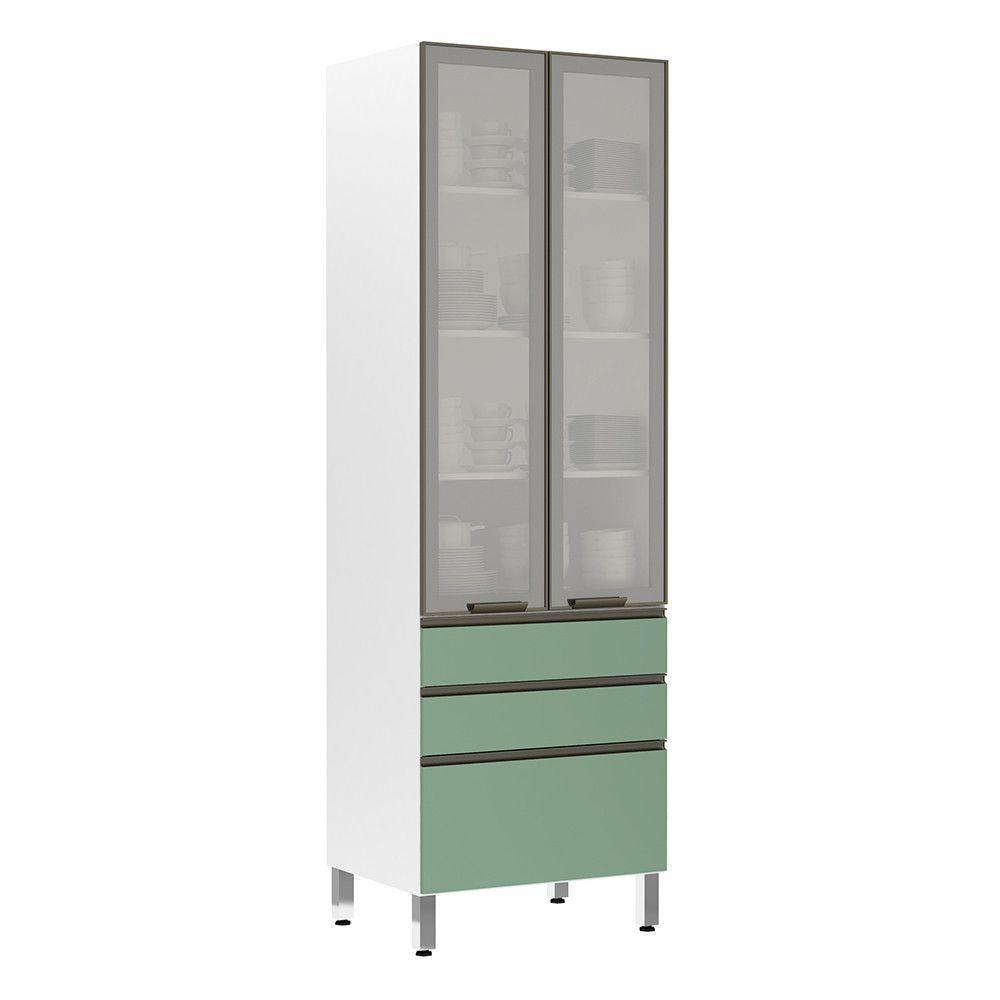 Paneleiro Torre 70Cm Prata Pérola Branco Com Verde Jade - 1