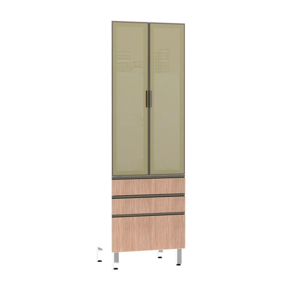 Paneleiro Torre 70Cm Bronze Pérola Branco Com Cumaru - 1