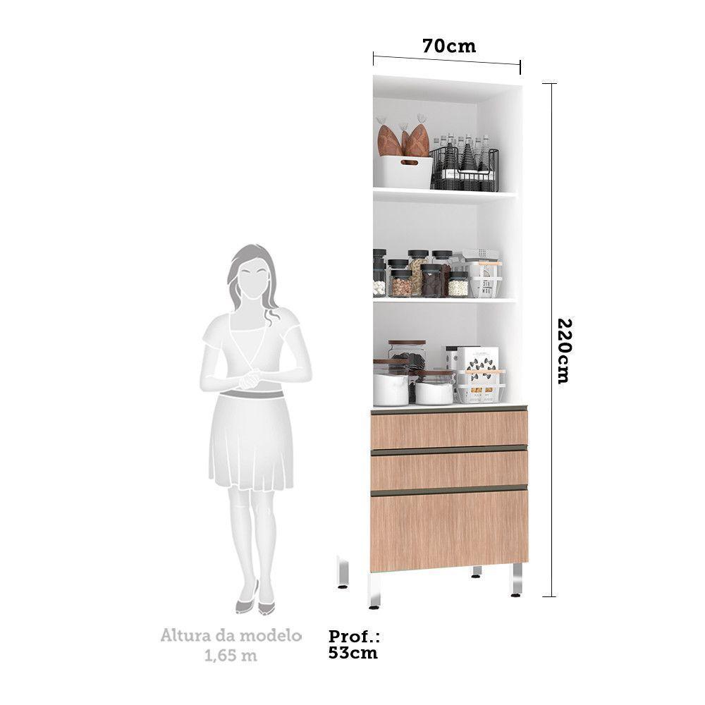 Paneleiro Torre 70Cm Bronze Pérola Branco Com Cumaru - 3