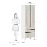 Paneleiro Torre 70Cm E Pérola Branco Com Legno Crema - 2