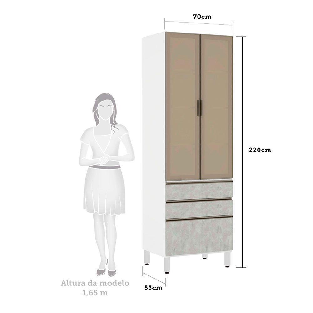 Paneleiro Torre 70Cm Bronze Pérola Branco Com Concreto - 2