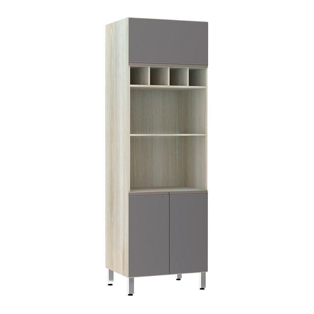 Paneleiro 70 Cm Duplo Nicho Luci Legno Crema Com Cinza Puro - 1