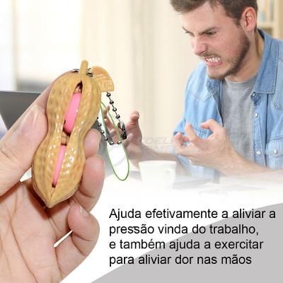 Chaveiro Amendoim Anti Stress Apertar Silicone Sensorial