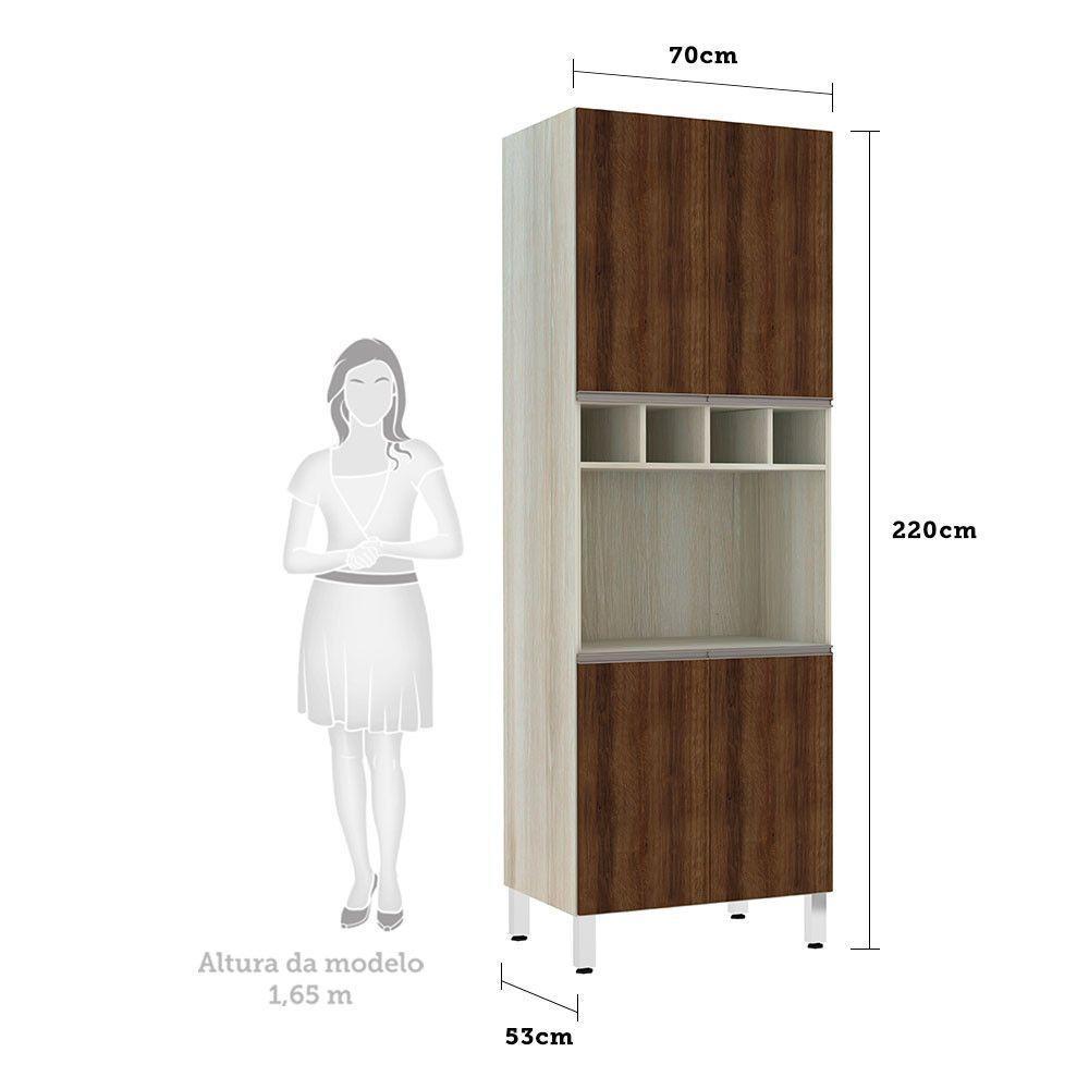 Paneleiro C/ Nicho De Microondas 70Cm E 1 Nicho Luci Legno C - 2