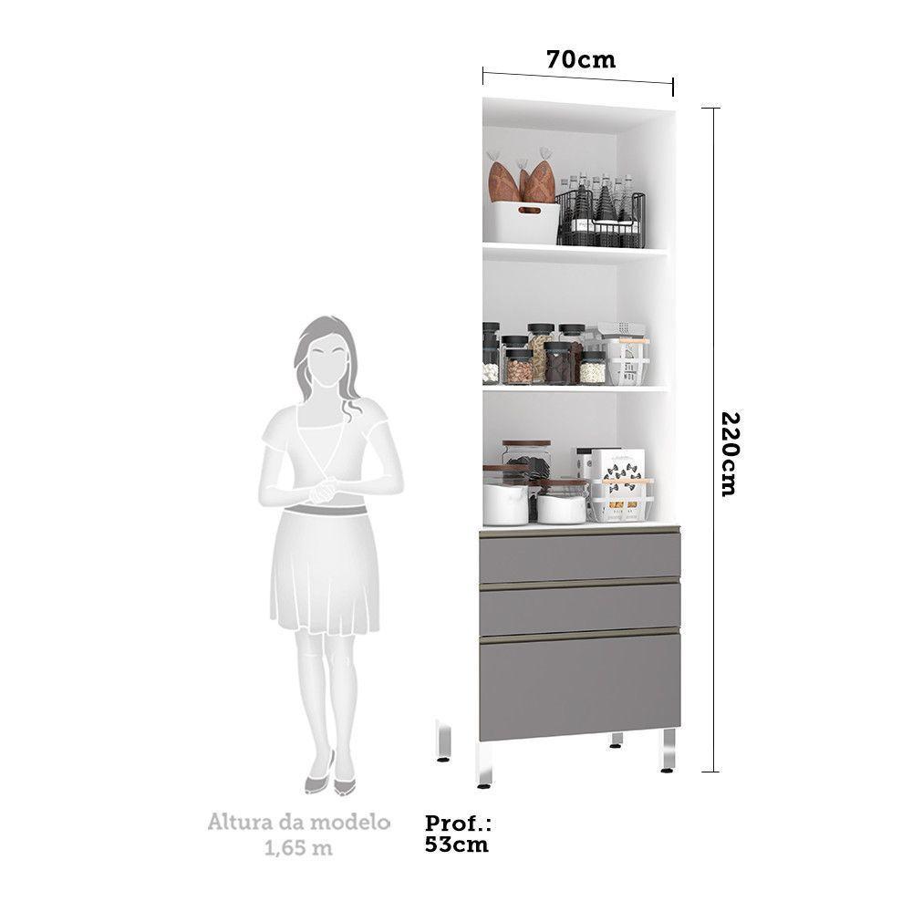 Paneleiro Torre 70Cm Bronze Pérola Branco Com Cinza Puro - 3