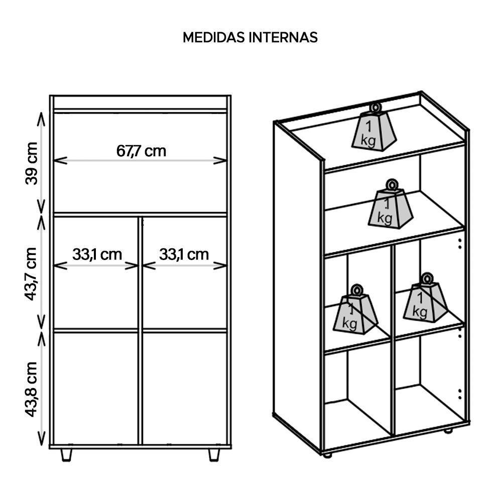 Armário Alto Escritório 2 Portas Marrom Preto Studio Caemmun - 2