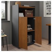 Armário Alto Escritório 2 Portas Marrom Preto Studio Caemmun - 7