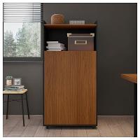 Armário Alto Escritório 2 Portas Marrom Preto Studio Caemmun - 12