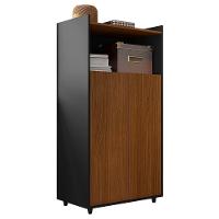 Armário Alto Escritório 2 Portas Marrom Preto Studio Caemmun - 14