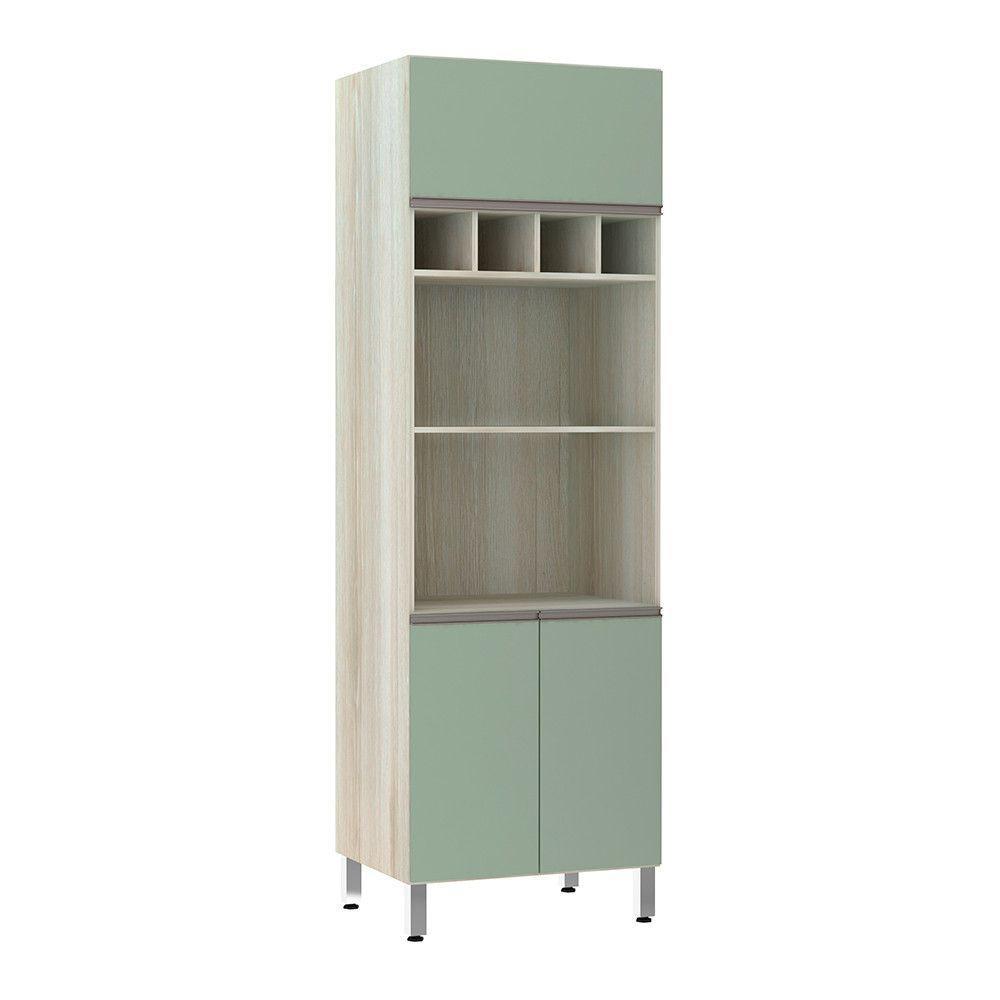 Paneleiro 70 Cm Duplo Nicho Luci Legno Crema Com Verde Jade - 1
