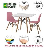 Conjunto De Mesa Madeira Infantil 68Cm Redondo Branco 2 Cadeiras Rosa - 5