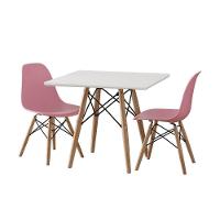 Conjunto De Mesa Madeira Infantil 68Cm Redondo Branco 2 Cadeiras Rosa - 6