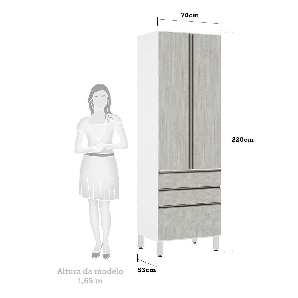 Paneleiro Torre 70Cm E Pérola Branco Com Concreto - 2