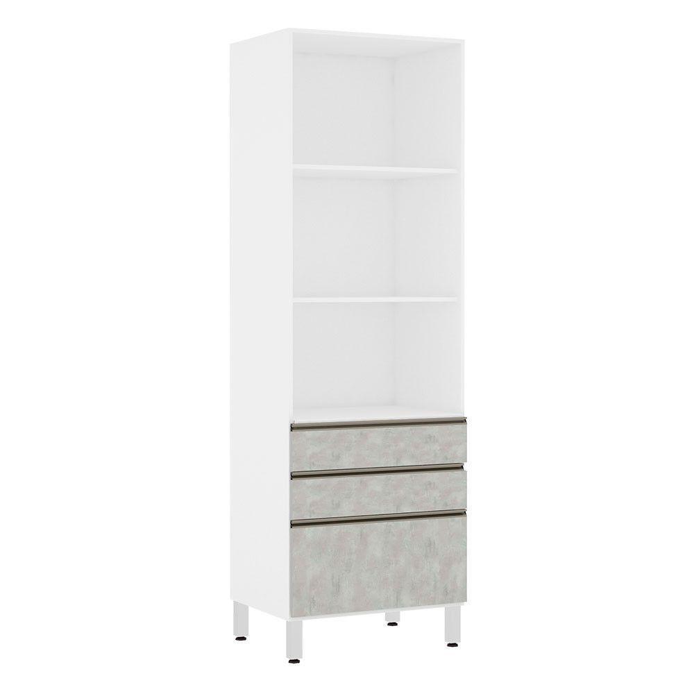 Paneleiro Torre 70Cm E Pérola Branco Com Concreto - 3