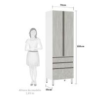 Paneleiro Torre 70Cm E Pérola Branco Com Concreto - 2