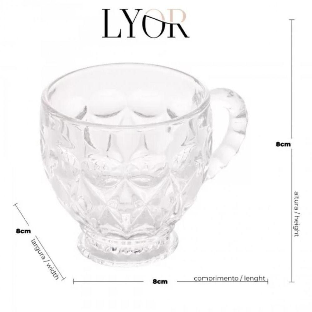 Jogo De 6 Xicaras De Cafe Capuccino Cristal Lile 200ml Lyor - 2