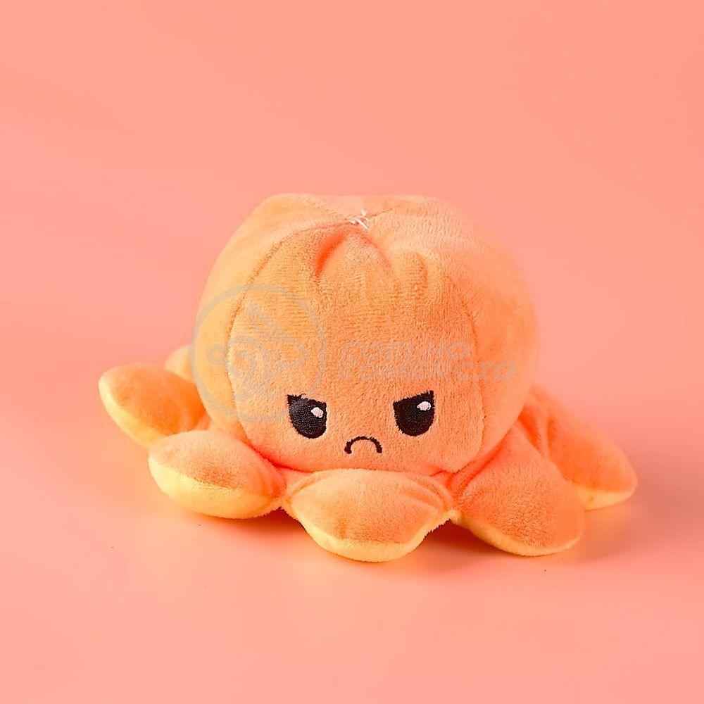 Polvo Reversível De Pelúcia 2 Em 1 Tiktok Laranja E Amarelo - 1