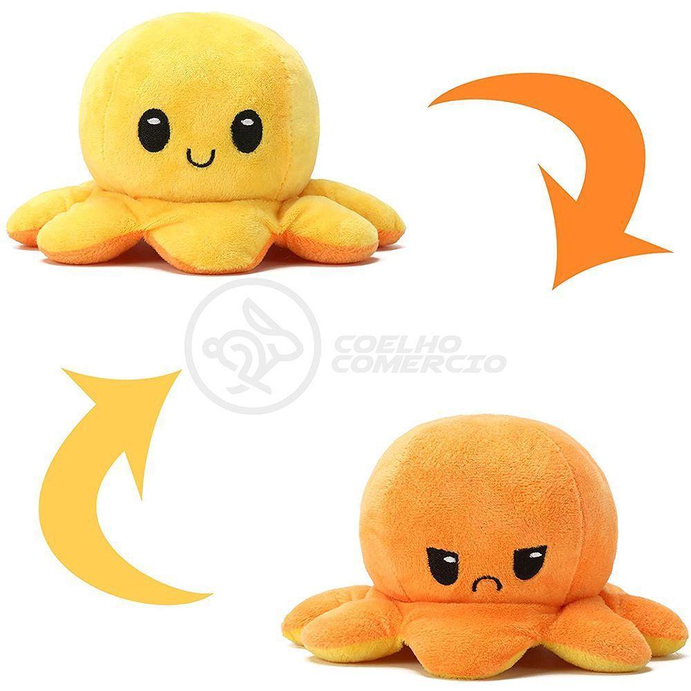 Polvo Reversível De Pelúcia 2 Em 1 Tiktok Laranja E Amarelo - 10