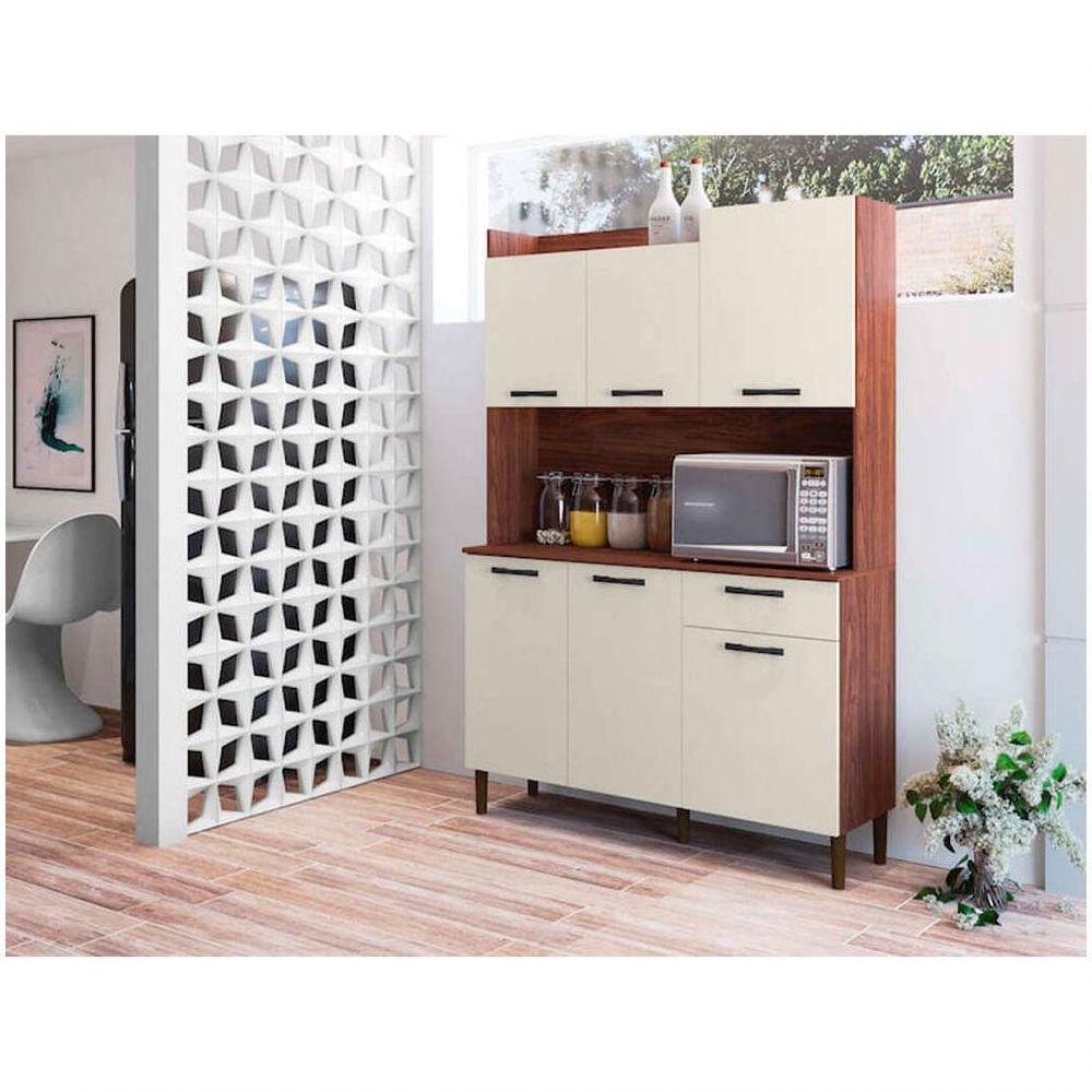 Kit Genova 2479 6 Portas 1 Gaveta Kits Paraná Nogueira E Off White - 1