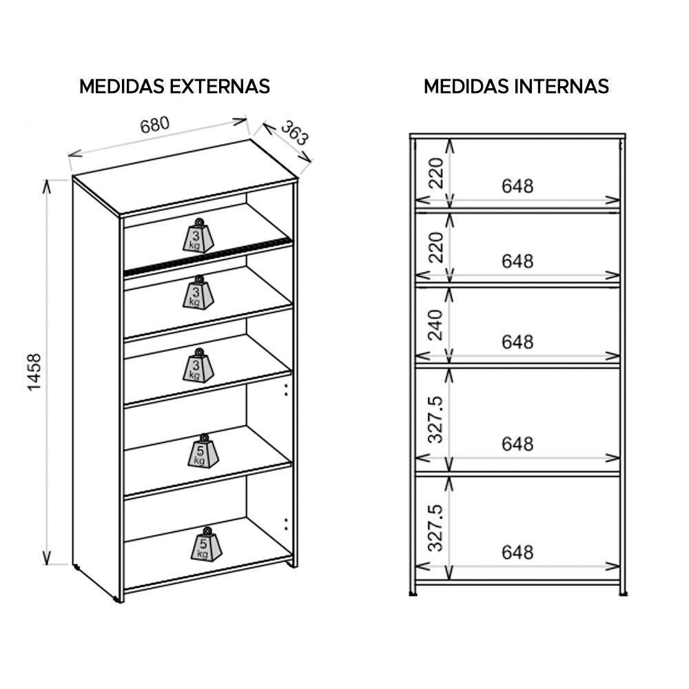 Armário Alto Estante Escritório 4 Portas Pixel Preto Caemmun - 2