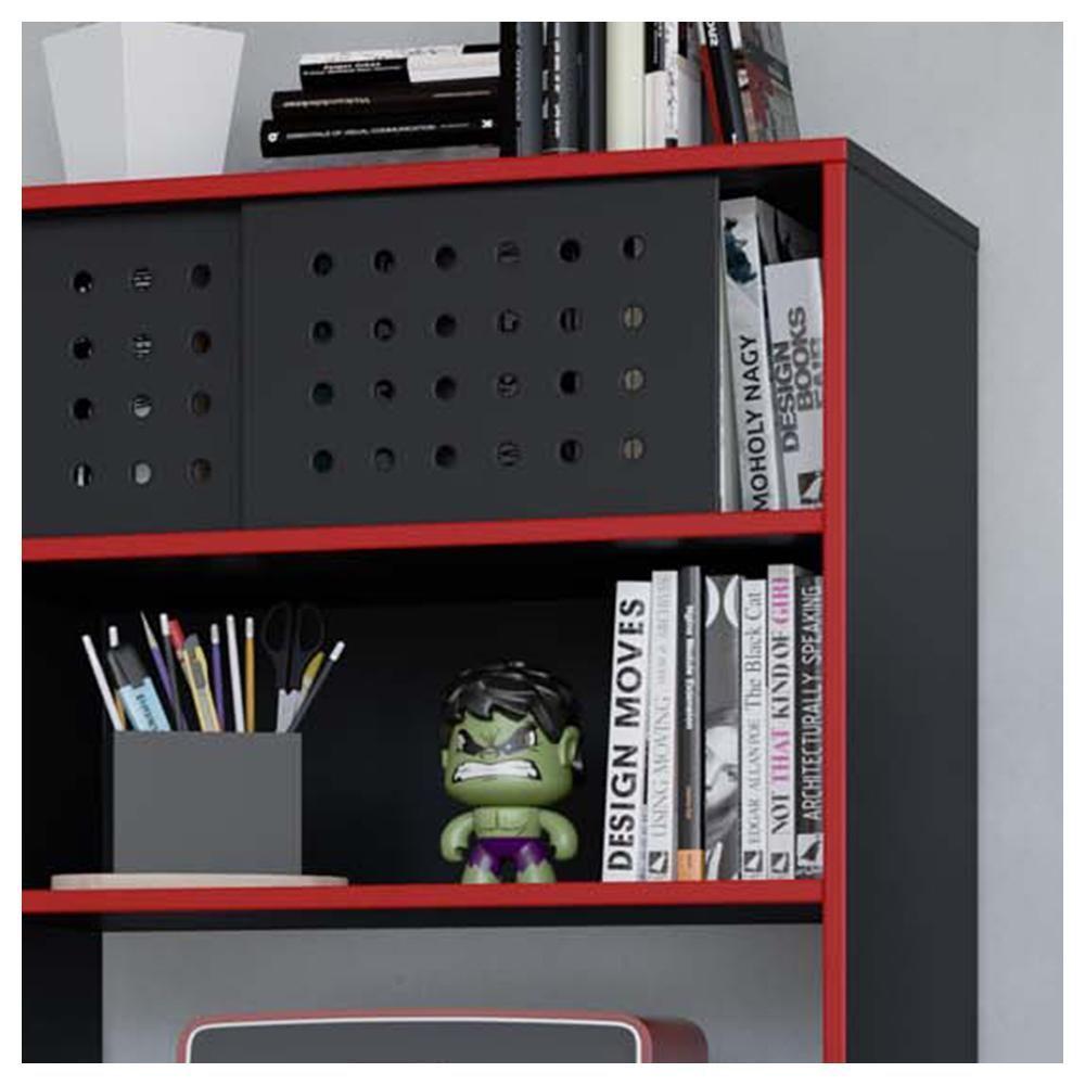 Armário Alto Estante Escritório 4 Portas Pixel Preto Caemmun - 3