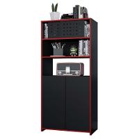 Armário Alto Estante Escritório 4 Portas Pixel Preto Caemmun - 6