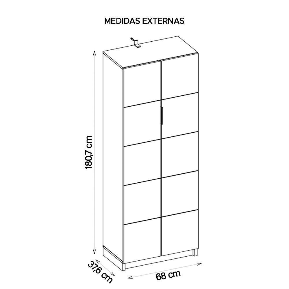 Armário Alto Escritório 2 Portas Cubic Cinza - Caemmun - 2