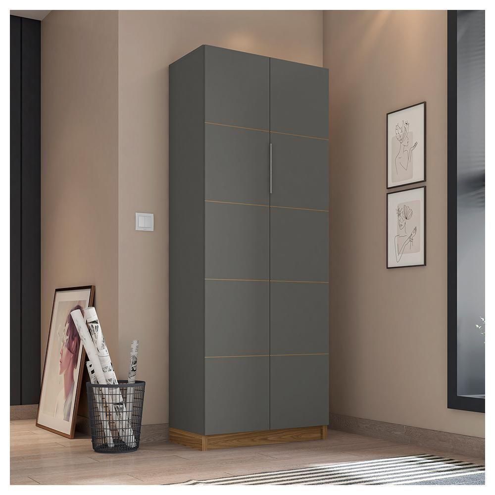 Armário Alto Escritório 2 Portas Cubic Cinza - Caemmun - 4