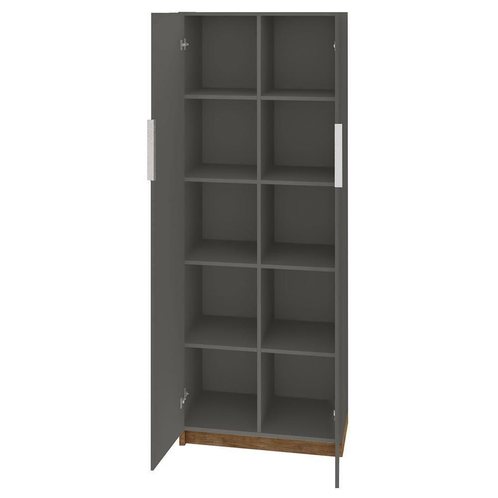 Armário Alto Escritório 2 Portas Cubic Cinza - Caemmun - 6