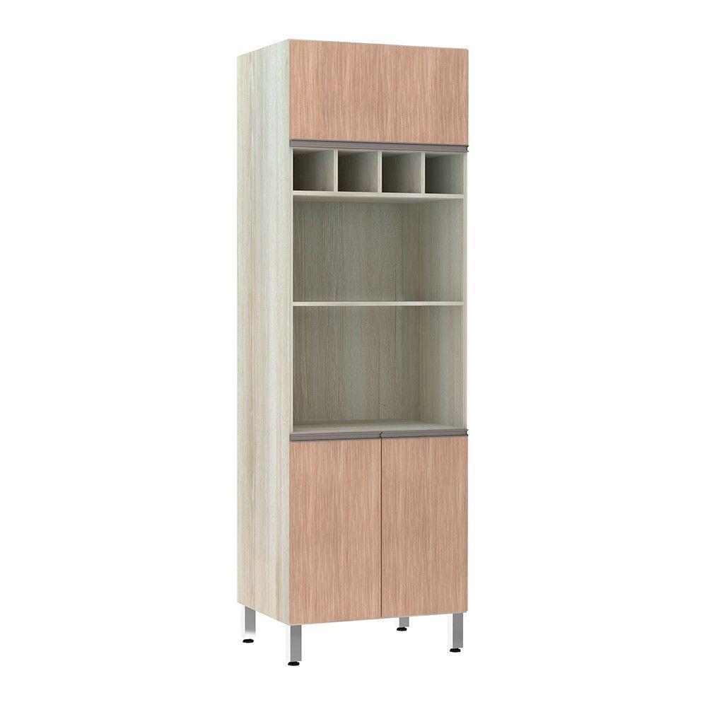 Paneleiro 70 Cm Duplo Nicho Luci Legno Crema Com Cumaru - 1
