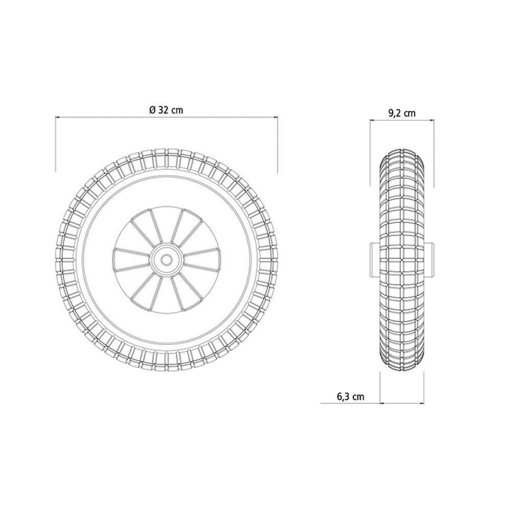 Pneu Maciço De Pvc Expandido, ø 320 Mm X 65 Mm E Roda Plástica Para Carrinho De Mão Com B - 2