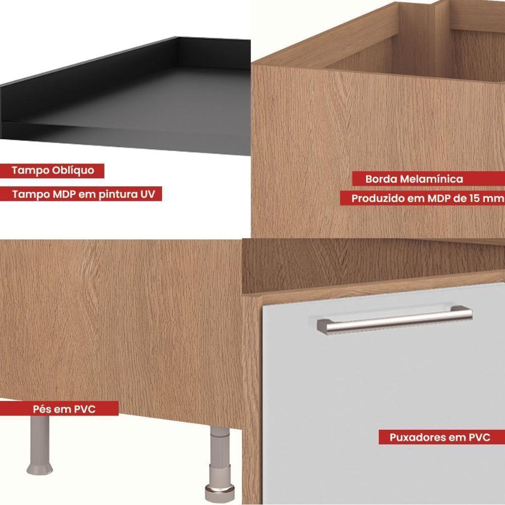 Balcão Ditália Aspen Canto C/ Tampo Carv/branco Cd-106 - 5