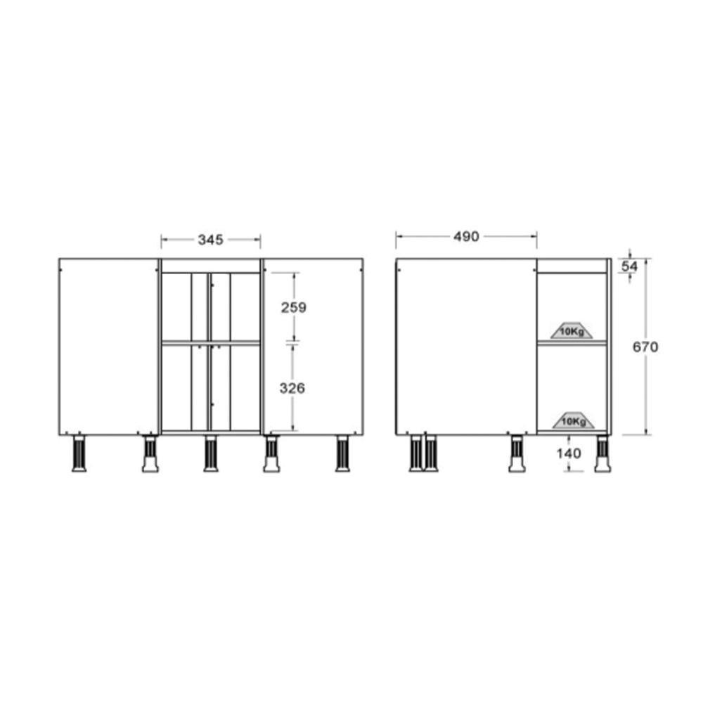 Balcão Ditália Aspen Canto C/ Tampo Carv/branco Cd-106 - 9