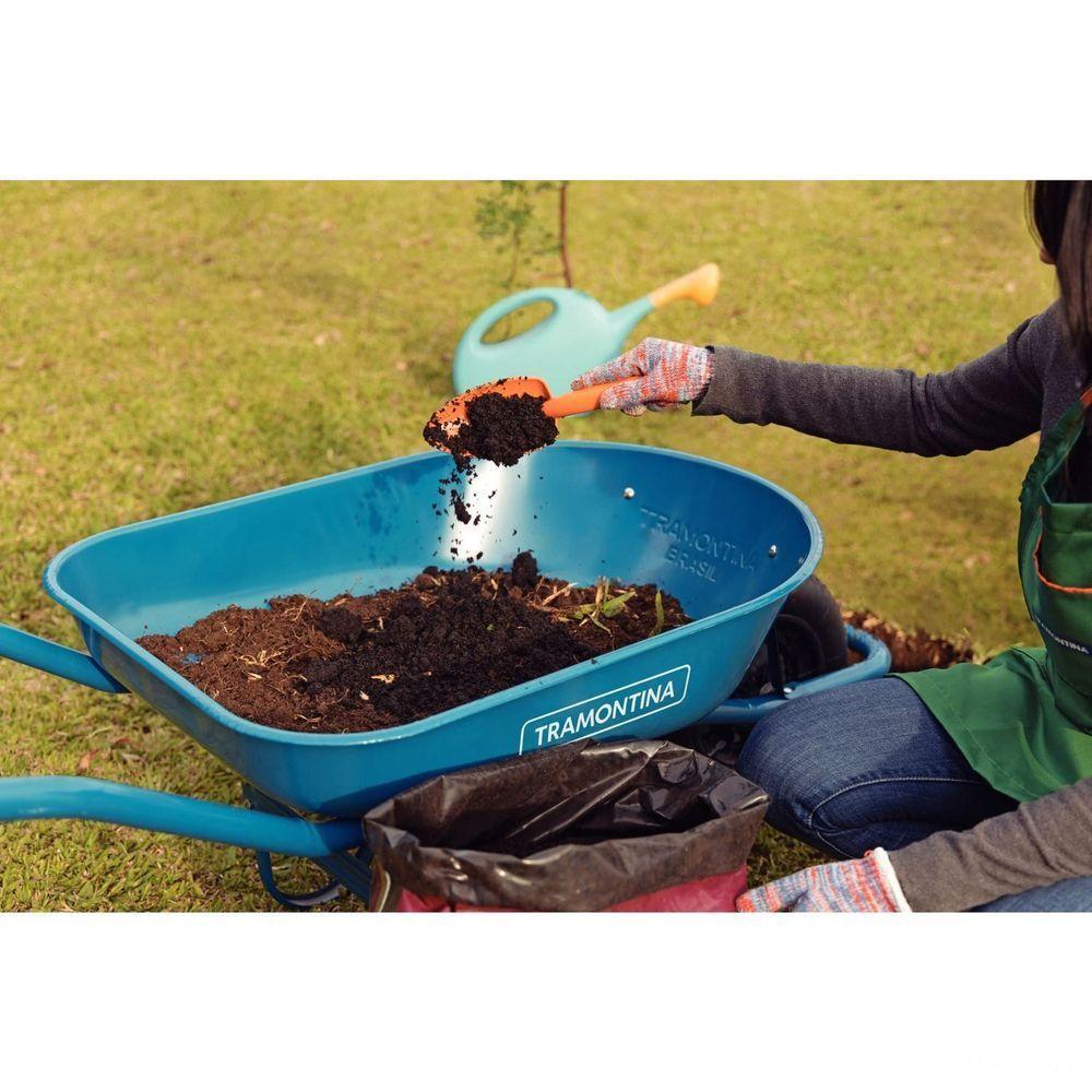 Carrinho De Mão Caçamba Rasa Metálica Azul 50 L, Braço Metálico E Pneu Com Câmara - 5