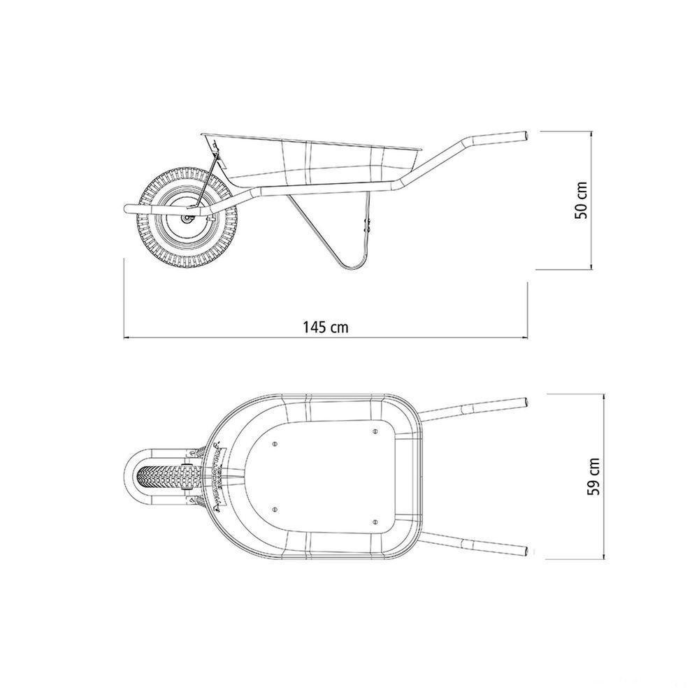 Carrinho De Mão Caçamba Rasa Metálica Azul 50 L, Braço Metálico E Pneu Com Câmara - 10
