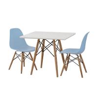 Conjunto De Mesa Infantil Madeira Quadrado Branco 2 Cadeiras Azul - 7