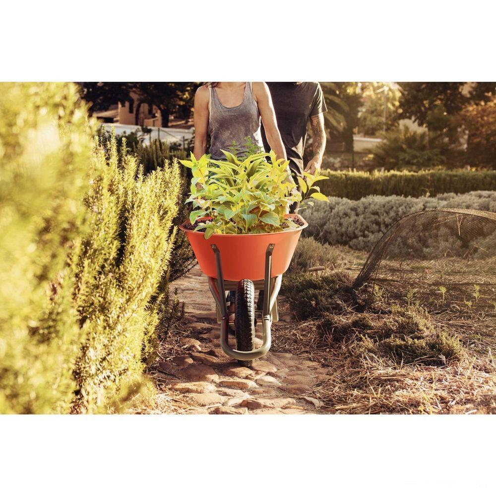 Carrinho De Mão Caçamba Funda Plástica Laranja 55 L, Braço Metálico E Pneu Com Câmara - 3