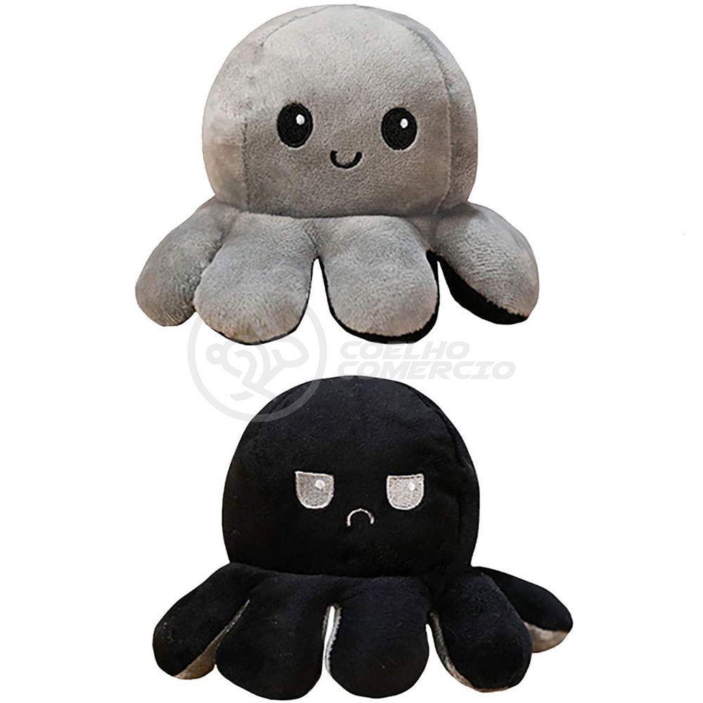 Polvo Reversível Feliz E Bravo 2 Em 1 Macio Preto E Cinza - 1