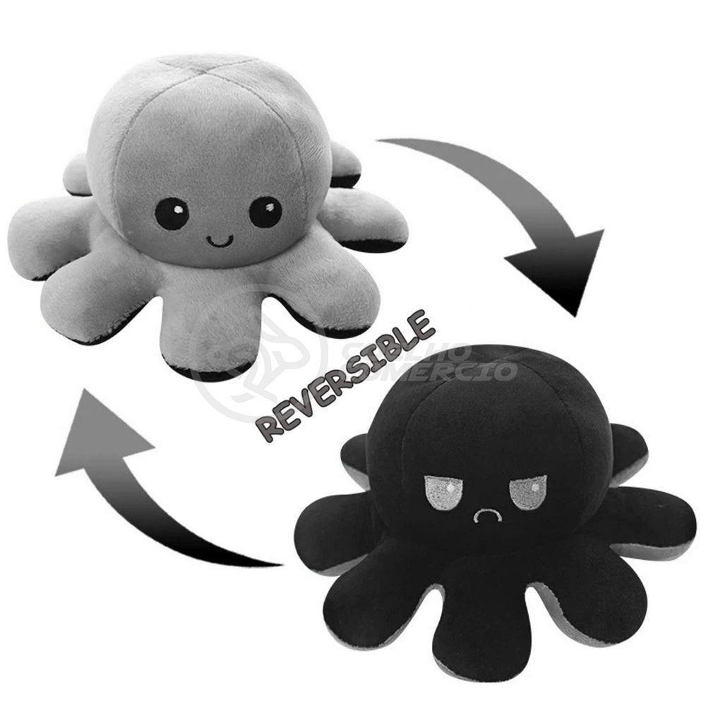 Polvo Reversível Feliz E Bravo 2 Em 1 Macio Preto E Cinza - 1