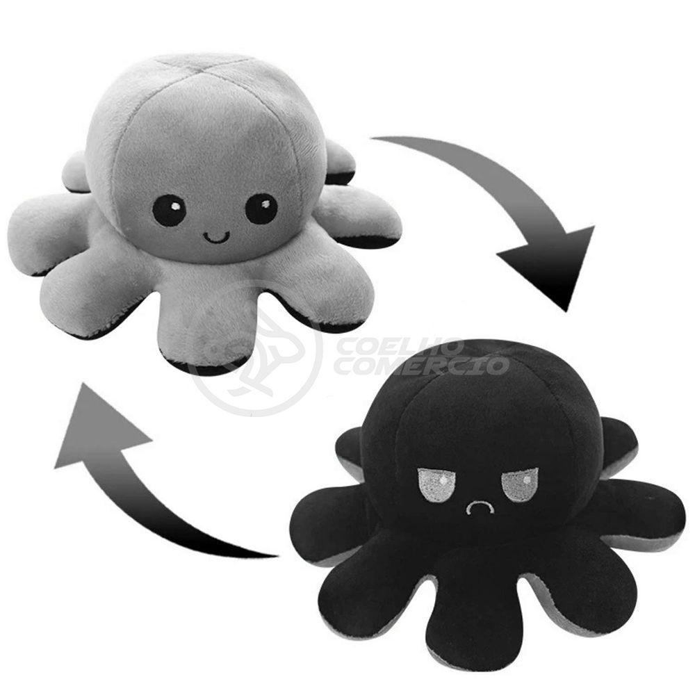 Polvo Reversível Feliz E Bravo 2 Em 1 Macio Preto E Cinza - 10
