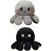 Polvo Reversível Feliz E Bravo 2 Em 1 Macio Preto E Cinza - 6