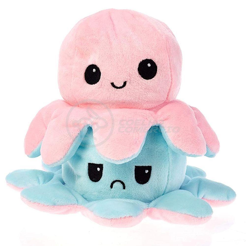 Polvo Reversível Feliz E Bravo 2 Em 1 Macio Rosa E Azul - 7