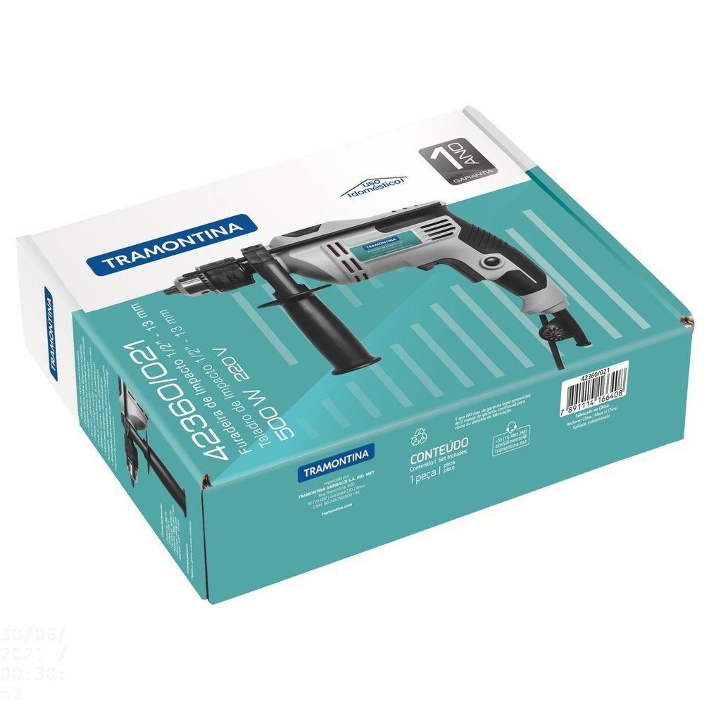 Furadeira De Impacto 500 W 1/2" 220 V Com Empunhadura Auxiliar Velocidade Variável E Sist - 4