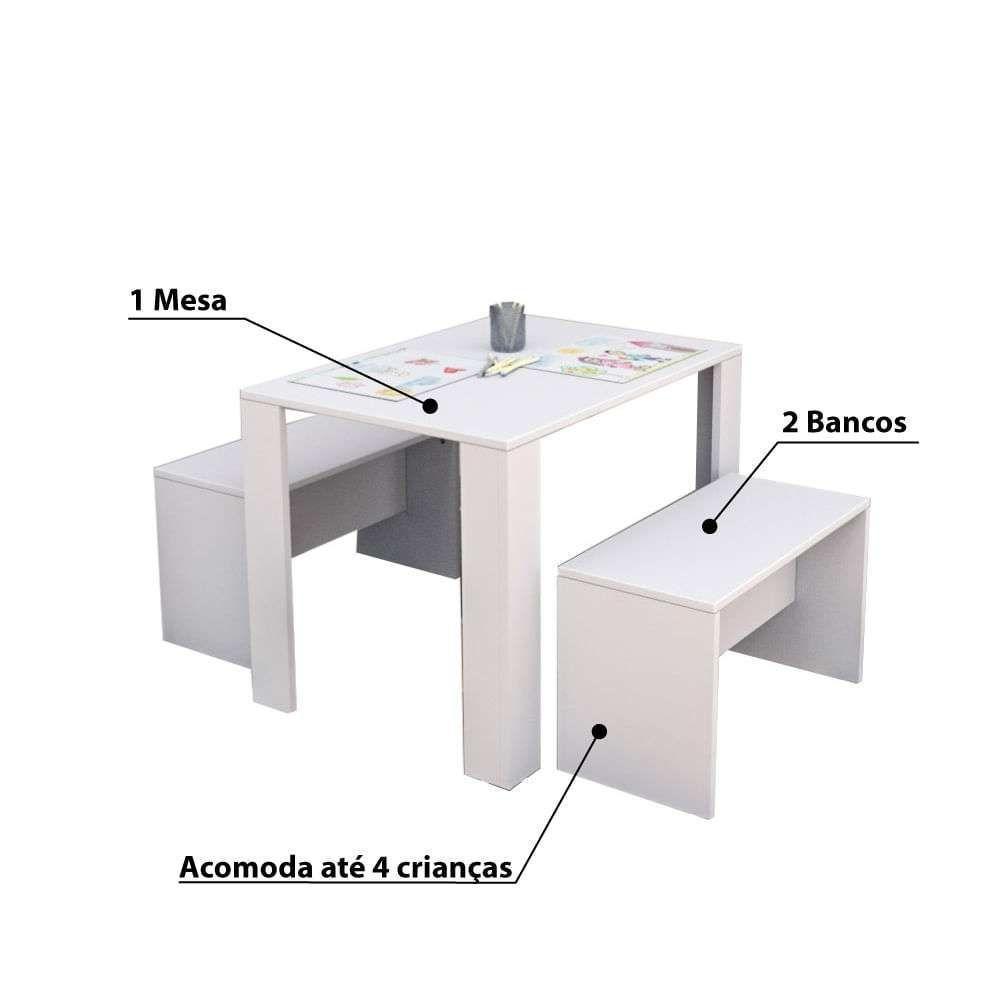 Mesa Infantil Com Dois Banquinhos Para Crianças 100% Mdf - 2