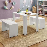 Mesa Infantil Com Dois Banquinhos Para Crianças 100% Mdf