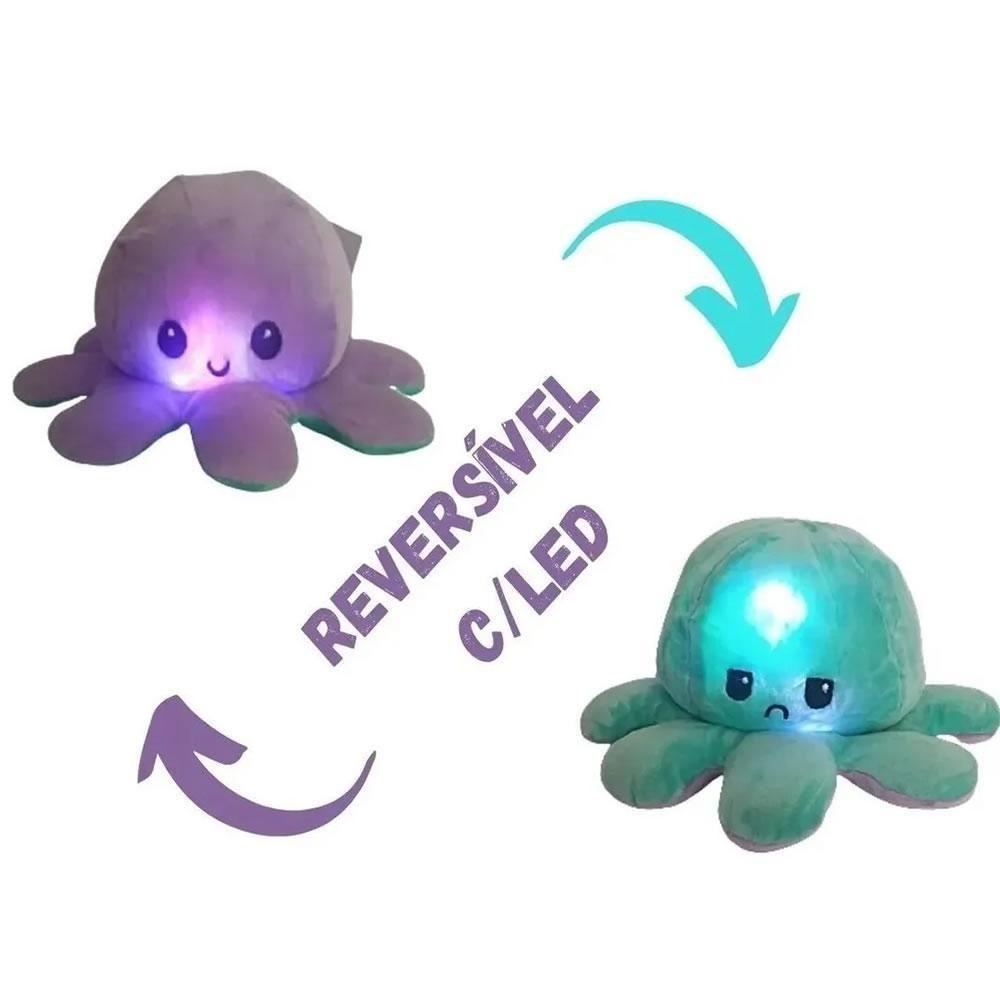 Polvo Brilha No Escuro Pelúcia Reversível Feliz Bravo - 5