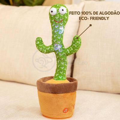 Brinquedo Cacto Dançante Pelúcia 120 Músicas Fala Repete Usb